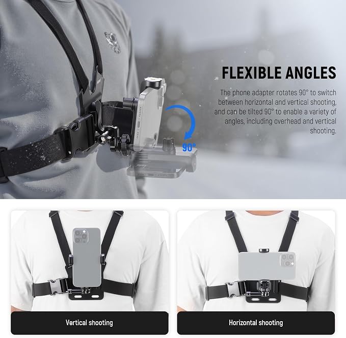 NEEWER Mobile Phone Chest Mount Head Strap Mount, Quick Release POV Vlog Accessory Kit for Video Recording, Compatible with iPhone GoPro Hero Insta360 DJI AKASO Action Camera, GP-74 - Image 4