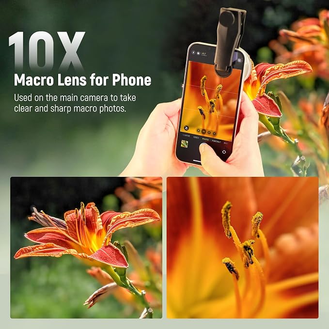 NEEWER 10X Macro Lens with 17mm Thread Clip and Detachable Diffuser Hood, Also for 17mm Threaded Phone Cage/Case/Clamp/Backplate, LS-28 PRO - Image 3