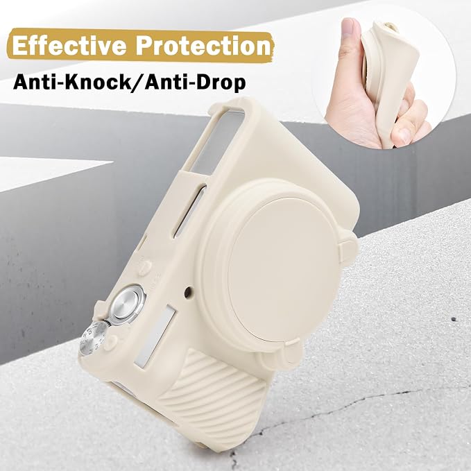 MUZIRI KINOKOO Case for Canon SX740 HS, SX730 HS Camera - Soft Protective Cover Powershot SX740 SX730 HS Silicone Sleeve with Removable Lens Cover - Anti-Slip & Anti-Scratch - Off White - Image 4