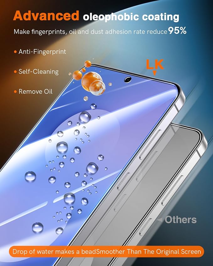 LK 2 Pack for Samsung Galaxy S25 FE Screen Protector [Auto-Dust Removal] | Fingerprint Unlock, 0 Bubble, 9H Tempered Glass Laptop Screen Protector S25 FE, Scratch-Resistant, HD Clear, Easy Install - Image 4