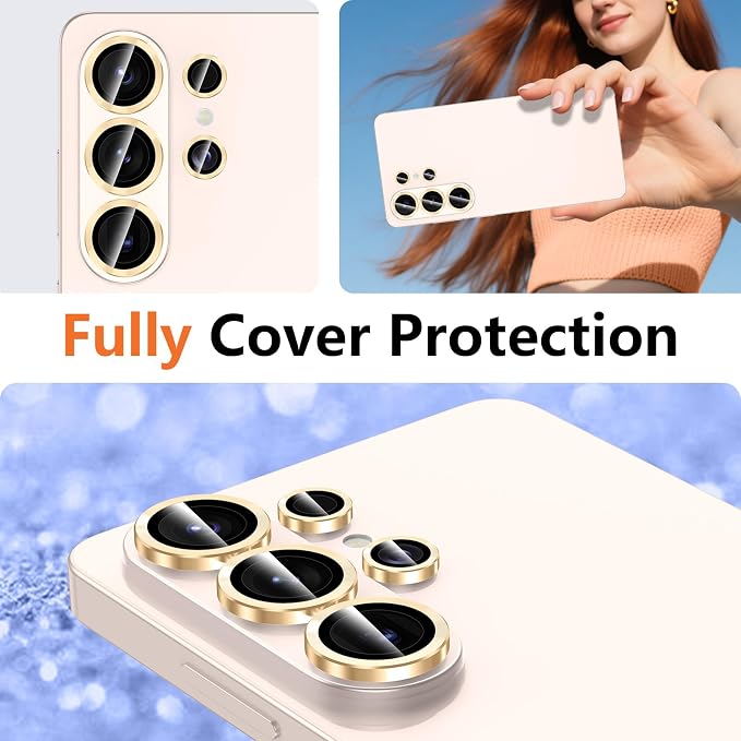 for Samsung Galaxy S26 Ultra Camera Lens Protector, Individual Metal Ring Tempered Glass Lens Cover, [Strong Adsorption] Scratch Resistant Ultra-Thin HD Clear Lens Cover, 1 Set-Gold - Image 8