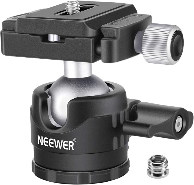NEEWER 28mm Low Profile Tripod Ball Joint 360° Pan Rotation with 1/4" Arca Type Quick Release Plate and Spirit Level for Tripods, Monopods, Max Load: 6.6LB/5kg by Neewer