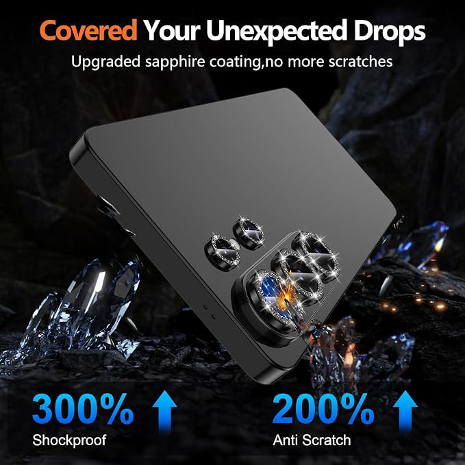 for Samsung Galaxy S26 Ultra Camera Lens Protector, Individual Metal Ring Tempered Glass Lens Cover, [Strong Adsorption] Scratch Resistant Ultra-Thin HD Clear Lens Cover, 1 Set-Black Sparkly - Image 5