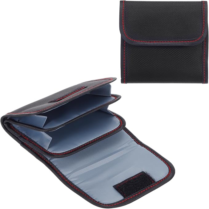 PATIKIL Lens Filter Case, 3-Pocket Camera Filter Case Portable Lens Filter Pouch Photography with Belt Loop Fit Camera Bag Strap Pocket Drone for 25mm-82mm, Black Red by PATIKIL