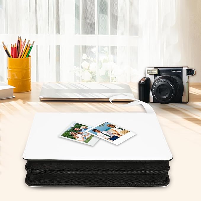 Veicevol 256-Pocket Album for Polaroid i-Type, 600 & SX-70 Photos, White | Designed for Fujifilm Instax Wide Photos, Water-Resistant PU Leather Cover, Zipper Closure, Securely Holds Up to 256 Photos - Image 8