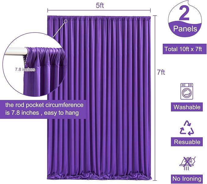 Purple Backdrop Curtain for Parties Wedding Wrinkle Free Purple Photo Curtains Backdrop Drapes Fabric Decoration for Birthday Party Photography 5ft x 7ft,2 Panels - Image 5