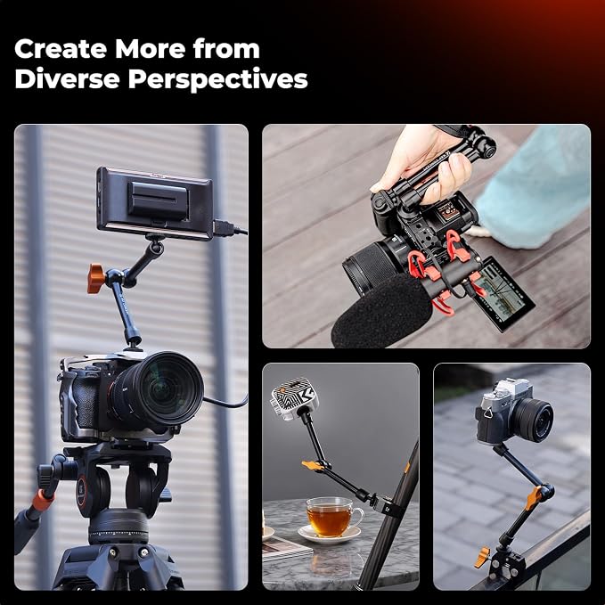 K&F CONCEPT 2-Pack 9.8" Magic Arm, 1/4" Screw Camera Mount Arm | 360° Ball Heads for DSLRs, Monitor, Flash, LED Light, Microphone, Camera Cage, Action Camera, MS32 - Image 5