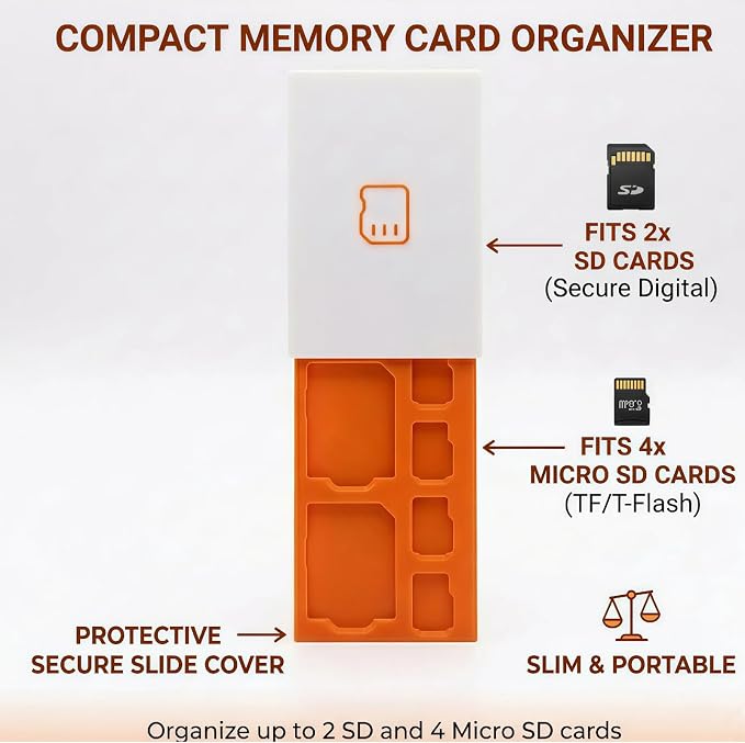 Memory Card Case Holder, Ultra Slim SD Card Storage Organizer for 2 SD and 4 Micro SD (TF) Cards, Protective Portable Wallet for Sony Canon Nikon Camera Cards and Nintendo Switch MicroSD - Image 2