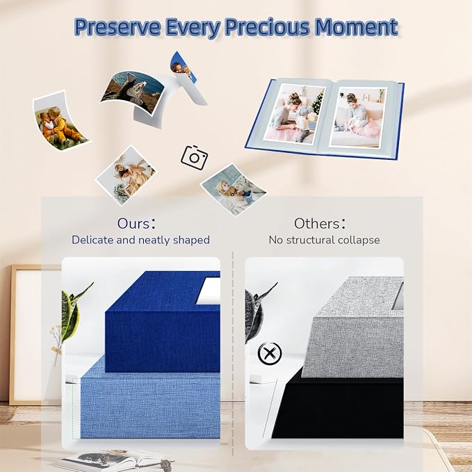 Popotop Photo Album 4x6-100 Photos Photo Books with 100 Vertical Pockets,Linen Cover Albums for Family Wedding Anniversary Baby Vacation Pictures - Image 5