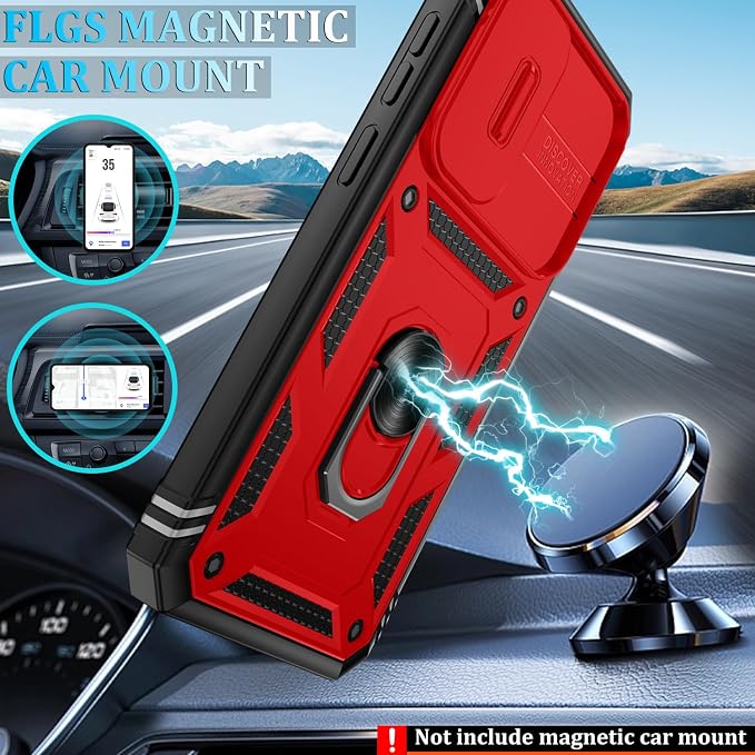 Gritup for Galaxy A37 5G Phone Case: Samsung A37 5G Case with 2*Screen Protector, Magnetic Stand & Slide Camera Cover, Shock Proof Military-Grade para Galaxy A 37 Phone Cover, Red+Black - Image 6