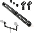 Stereo Array Spacing Microphone Mount with Ruled Markings - Holds 2 Mics - X-Y and ORTF Mic T-Bar Bracket, Fits 3/8" and 5/8" Mic Stands with Included Adapter (MIC-BAR-CLIP-MARK) by SimplurfiSimplifyYourLife