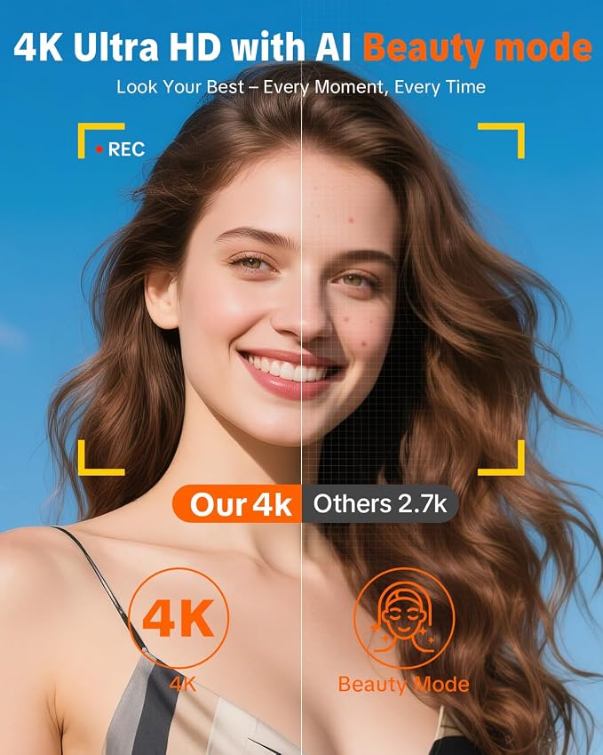 W & O 4K Digital Camera for Photography,180°Flip Screen Kids Digital Camera | 64MP Vlogging Camera for YouTube with SD Card,16X Zoom Autofocus,Point and Shoot digital cameras for Teens Beginner,Black - Image 3