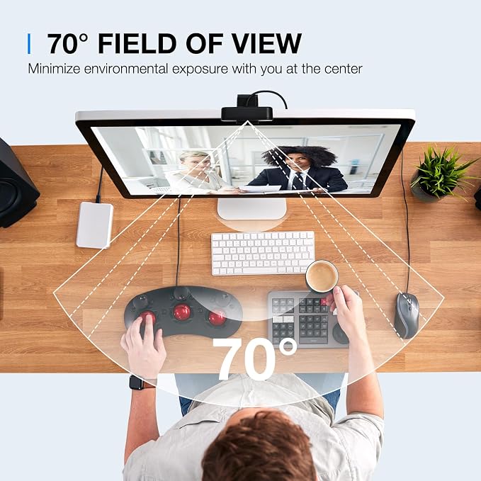 EMEET C960 2K Webcam with Microphone, PDAF, 2 Omnidirectional Mics | Streaming Camera with Privacy Cover, Plug&Play USB Webcam for Calls/Conference, Zoom/Skype/YouTube, Laptop/Desktop - Image 6
