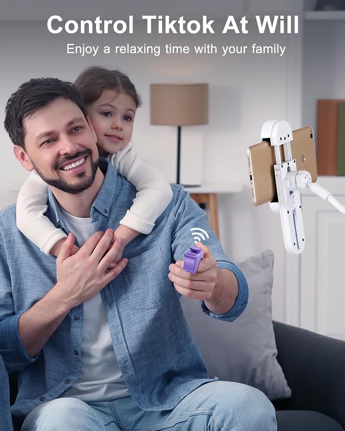 [New Upgrade, Easy to Use] TikTok Scrolling Ring Remote Control, Camera Shutter Remote, Wireless Bluetooth Scrolling Ring for iPhone, iPad, iOS, Android - Light Purple - Image 7