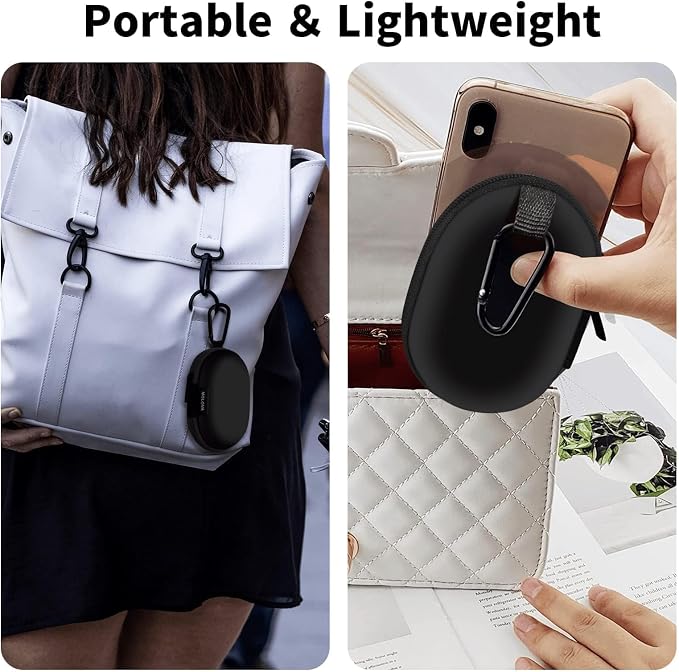 1 Pack Oval Earbud Case Storage Bag with Carabiner, Black | Portable EVA Carrying Case, For Wired/Wireless Headphones, SD Card Storage, Camera Chip - Image 7