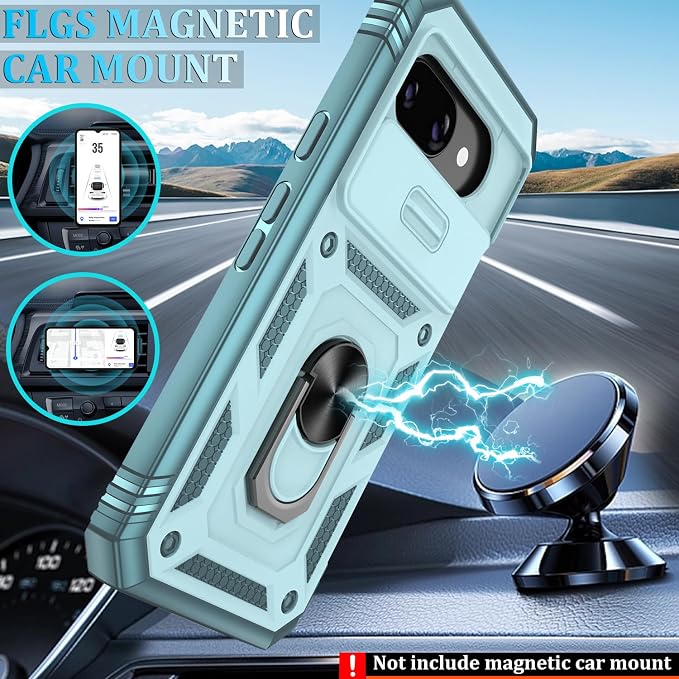 Gritup for Pixel 9A Case Military-Grade Shockproof with Kickstand, Green | with 2 PCS Screen Protector, Slide Camera Cover, Heavy Duty Outdoor Protection Full Body Funda para Google 9 A Phone Cover - Image 5