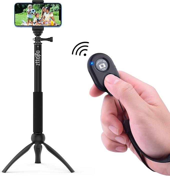 Wireless Camera Remote Shutter for Smartphones (2 Pack), Zttopo Wireless Phone Camera Remote Control Compatible with iPhone/Android Cell Phone - Wrist Strap Included Black&Blue - Image 4