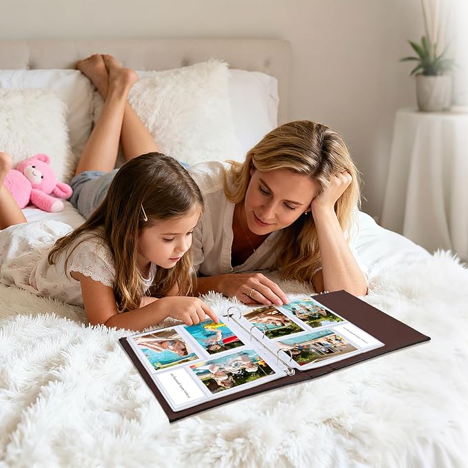 60 Pack 4x6 Photo Album Refill Pages for 3 Ring Binder,Ultra-Clear Photo Sleeves Holding 360 Pictures, Double-Sided 3 Pockets Photo Pages with Memo Slot,Photo Sheet Protector for Photos and Postcards - Image 8