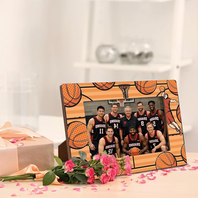 Basketball Picture Frame, Sports Themed Photo Frame, Tabletop Display Frames for Basketball Players and Coaches, Sports Decor for Home Office, Insert 4x6 Inches Photos - Image 4