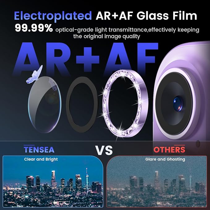 Tensea for iPhone 17 Camera Lens Protector Bling, Camera Screen Cover | Camera Screen Protector, Metal Individual Ring with 9H Tempered Glass for iPhone17, HD Clear, Easy Install, Full Protection - Image 3