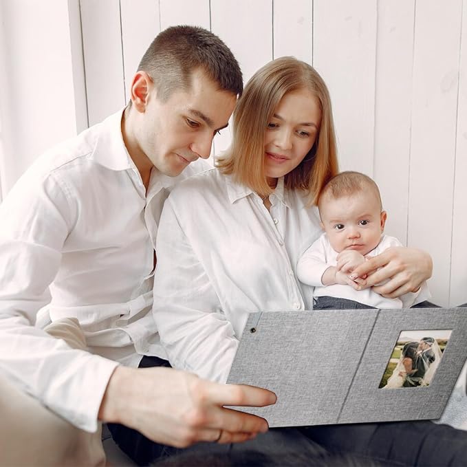 Small Photo Album 5x7 Linen Picture Book, Each Mini 26-Page Album Holds 52 Photos, Art Presentation Folder for Postcards & Picture Storage - Image 6