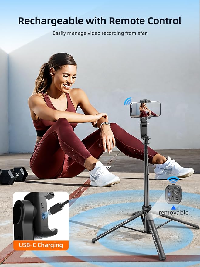 Rollei Auto Face Tracking Tripod, Smartphone Gimbal Stabilizer 61'' Selfie Stick Tripod Holder 360° Rotation for iPhone/Android Stand for Filming Streaming Tiktok Video Vlog - Image 6