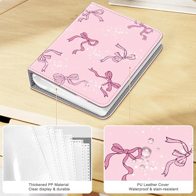 Fintie Mini Photos Album Book for 2x3 Inch Films - 104 Pockets Small Albums | For Fujifilm Instax Mini 13/12/11/99/40/Evo/Se/7+/Liplay Instant Camera, Photos Keepsakes, Kids Memory Book, Pink Bows - Image 8