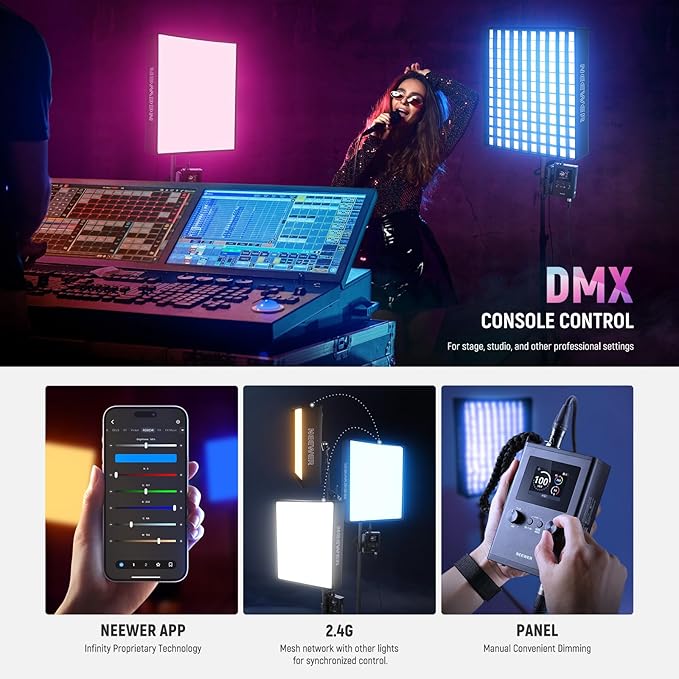 NEEWER 115W Flexible LED Video Light, Studio RGB Panel Light Mat Kit with Softbox APP/2.4G/DMX Control 2500K-10000K 14700lx/0.5m CRI96+, Key Lighting for Photography Streaming Video Recording, FL100C - Image 5