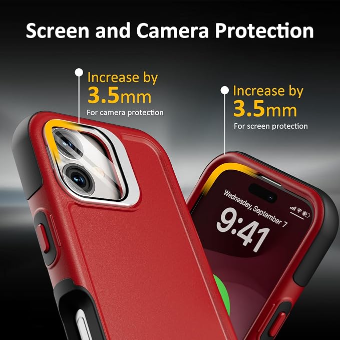 Follaroma Magnetic for iPhone 17 Case with Camera Cover Stand, Red, 6.3" | Built-in Glass Camera Cover Stand,Compatible with MagSafe,Heavy Duty Shockproof Protective,Military-Grade Anti-DropDual Case - Image 7
