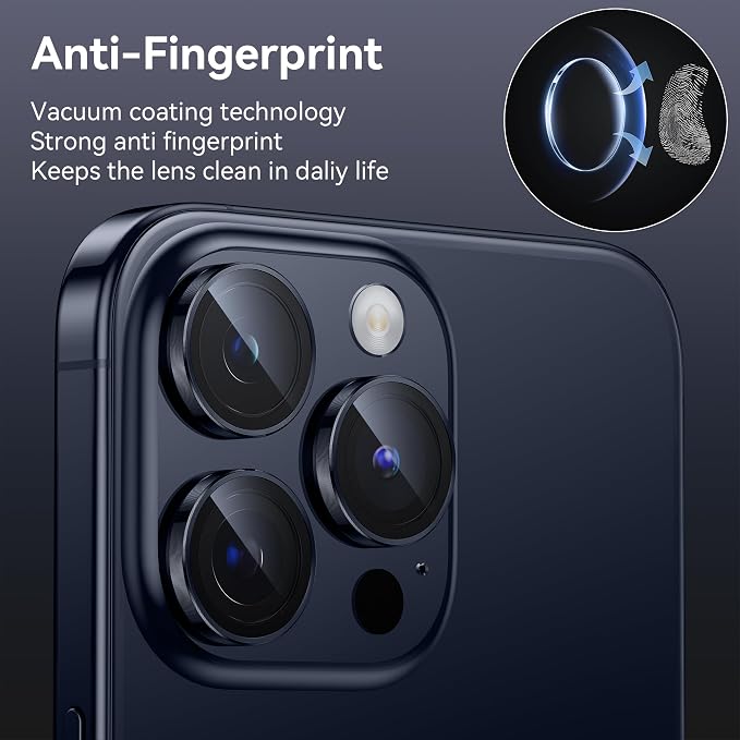 WSKEN for iPhone 15 Pro/iPhone 15 Pro Max Camera Lens Protector,[Keep Original Shooting] Shatterproof 9H Tempered Glass Camera Screen Protector Metal Ring Cover Film Accessories,Blue Titanium - Image 4