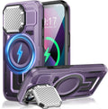 Camera Stand Case for iPhone 13/14, [Compatible with Mag Safe] [Lens Cover] 2024 Version Military Grade Protective Soft Case for iPhone 13/14 6.1 inch Men Women, Purple by WASTROYAL