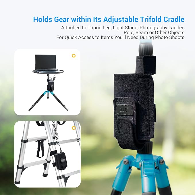 JJC Equipment Mounting Strap for Power Bank on Tripod for Long Time Photography,Remote/Off-Camera Flash Holder Strap for Photographer Videographer,Hard Drive/Computer Power/Smartphone Holder Strap - Image 3
