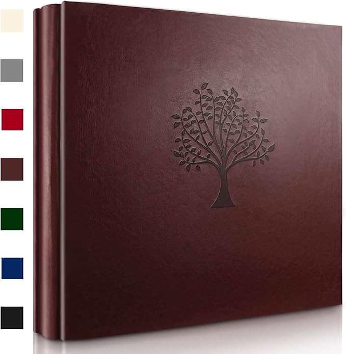 Leather Photo Album 4x6 Pockets, Picture Album for Family Christmas Gift | Large Capacity PU Leather Cover 600 Pockets Black Inner Page Slip In Holds Horizontal & Vertical Photos by NEWROHODWELLPhotoAlbum