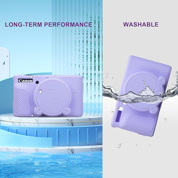 BOVKE Silicone Camera Case for Canon PowerShot SX740 / SX730 Digital Camera, SX740 HS Soft Protective Case Cover Rubber Camera Slim Fit Sleeve with Removable Lens Cover, Lilac - Image 6
