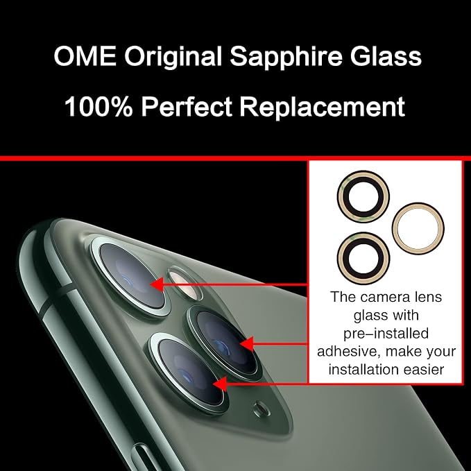 2PCS ASDAWN Back Rear Camera Lens Glass Replacement for iPhone 11 Pro and 11 Pro Max Camera Lens Replacement with Pre-Installed Adhesive + Installation Manual + Repair Tool Kit - Image 5