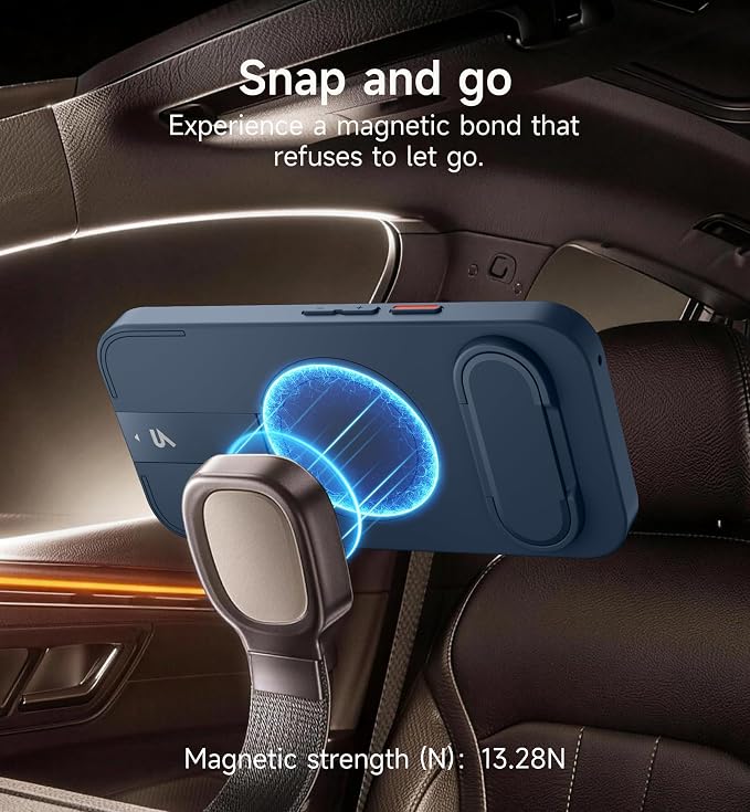 SURITCH for Google Pixel 9a Phone Case, Compatible with MagSafe, Protective Cover with Camera Cover & Adjustable Metal Kickstand for Pixel 9a -Dark Blue - Image 4