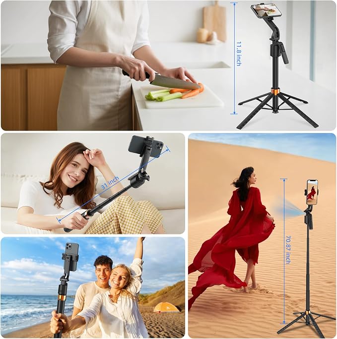 70 inch Autoface Tracking Tripod for iPhone, Gesture Control, Face Tracking Camera 360°Rotation Phone Tripod, Gimbal stabilizer for Smartphone, Perfect for Live Streaming, Content Creator - Image 3