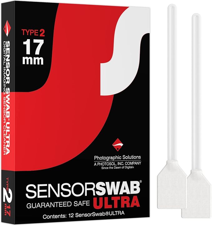 Photographic Solutions Sensor Swab Ultra 17mm Type-2 Digital Imaging Sensor Cleaner Swabs for Cleaning APS-C Mirrored or Mirrorless Cameras. Sensor Dust & Oil Remover (Pack of 12) by PhotographicSolutions