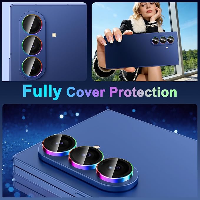 Meshine for Samsung Galaxy Z Fold 7 Camera Lens Protector,Scratch Proof,Strong Adsorption,9H Hardness with Metal Ring Camera Cover,Ultra Thin Case Friendly, Accessories Lens Protector,Colorful - Image 8