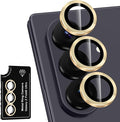 for Samsung Galaxy Z Fold 8 Ultra Camera Lens Protector, Individual Metal Ring Tempered Glass Lens Cover, [Strong Adsorption] Scratch Resistant Ultra-Thin HD Clear Lens Cover, 1 Set-Gold by Btscase