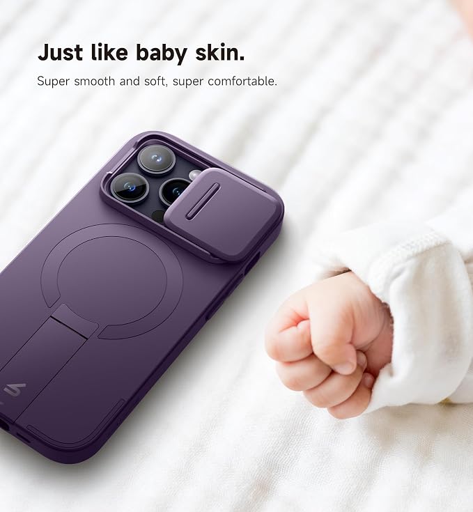 SURITCH for iPhone 14 Pro Case with Magnetic Camera Slide Cover and Adjustable Kickstand, Compatible with MagSafe, Shockproof Bumper Case Slim Protective Cover for iPhone 14 Pro 6.1 Inch,Dark Purple - Image 6