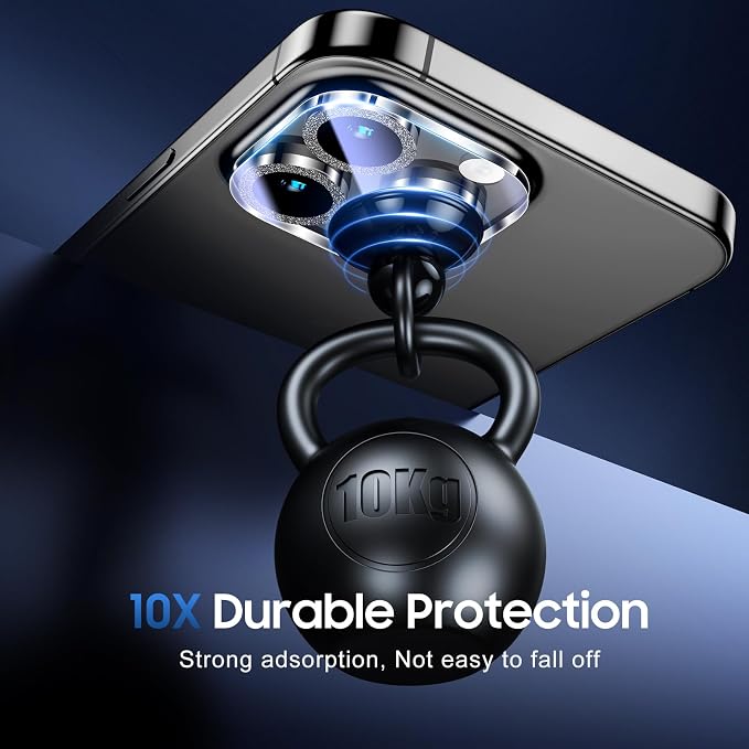 UniqueMe for iPhone 15 Pro/15 Pro Max Camera Lens Protector-Glitter Black | 3 Pack, Drop Protection, Case Friendly, 9H Tempered Glass, Camera Cover Screen, Update New Version - Image 2
