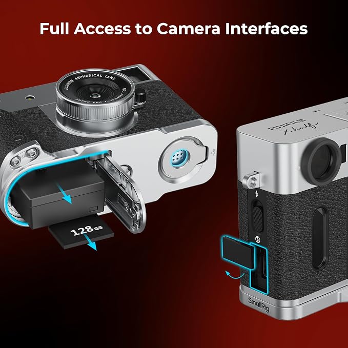 SmallRig X Half L-Shaped Grip for FUJIFILM X Half Camera, Built-in Quick Release Plate for Arca, Lightweight Ergonomic Silicone Handle with Hot Shoe Cover(Silver) - 5216 - Image 6