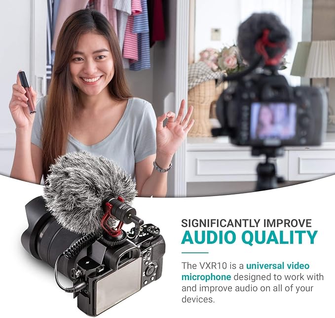 Movo VXR10 Universal Shotgun Mic for Camera | Camera Microphone for DSLR, iPhone, Android - Directional Shotgun Mic for Canon, Nikon, Sony - Vlogging & Video - Image 3