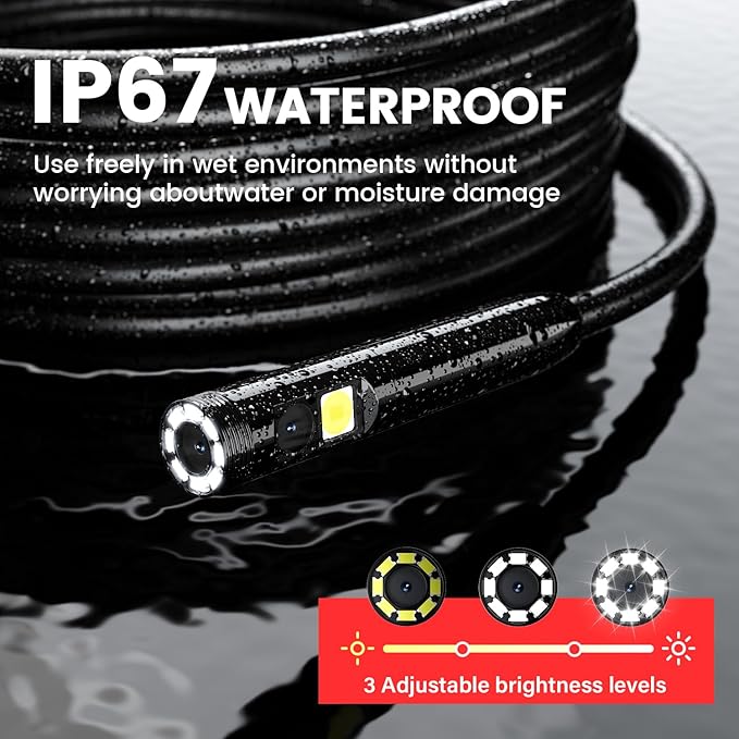 Endoscope Camera with Light: 5" 1080P HD Dual-Lens Inspection Borescope Camera for Sewer - 16.4ft Waterproof Industrial Endoscope - Flexible Snake Bore Scope for Plumbing Automotive - Image 4
