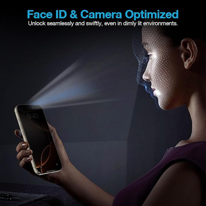 Fotbor [3+3 Pack Privacy Screen Protector for iPhone 16 Pro Max, 26° Anti-Spy & Blue Light Filter Tempered Glass with 3 Camera Lens Protectors, 3X Reinforced, Easy Alignment - Image 4