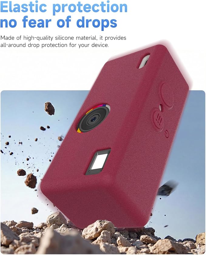 Silicone Case for Kodak CHARMERA Keychain Digital Blind Box accessories,Soft Silicone Protective Case,Comes with Screen Protectors and Wrist Strap - Dark Red - Image 6