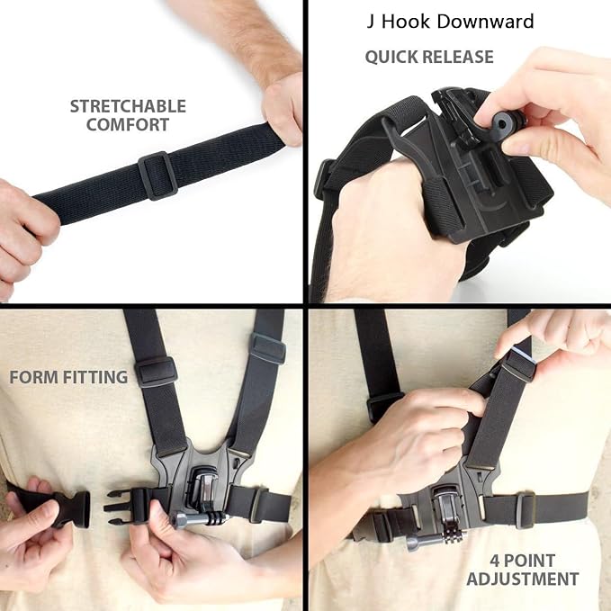 TEKCAM Chest Harness Mount Compatible with Gopro AKASO Action Camera | Compatible with Go pro Hero 13 12 11 10 9 8 AKASO EK7000 Brave 4 ODDV Hiicam DJI Osmo Icefox, Adjustable Chest Strap Mount - Image 2