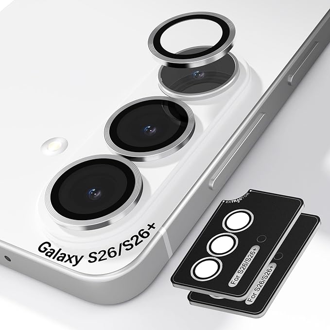 Orzero (2 Sets Camera Lens Protector for Samsung Galaxy S26 / S26 Plus, [EZ Install] [Case-Friendly] 9H Tempered Glass CD Pattern Lens Cover, Military-Grade Shockproof, HD Clarity Anti-Glare (Silver) by JumpIntoOrzeroLet%E2%80%99sExploreLikeNeverBefore