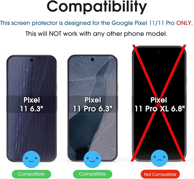 amFilm OneTouch for Google Pixel 11 Pro/ 11 Screen Protector Tempered Glass | 6.3” Auto-Alignment, 30s Install, Bubble Free, Scratch & Drop Protection, HD, Camera Lens Protector[2+4 Pack] (11/11P-6.3'') - Image 2